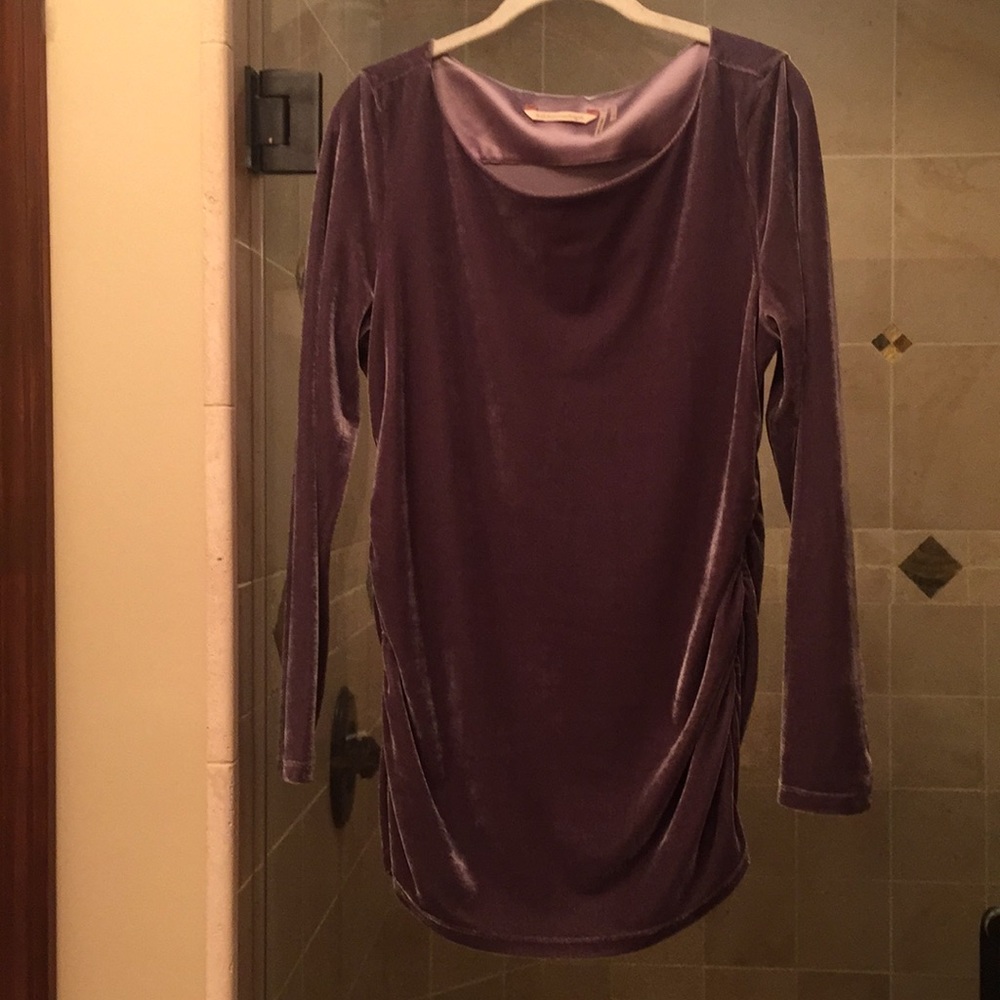 Grey Velvet Rouched Top
